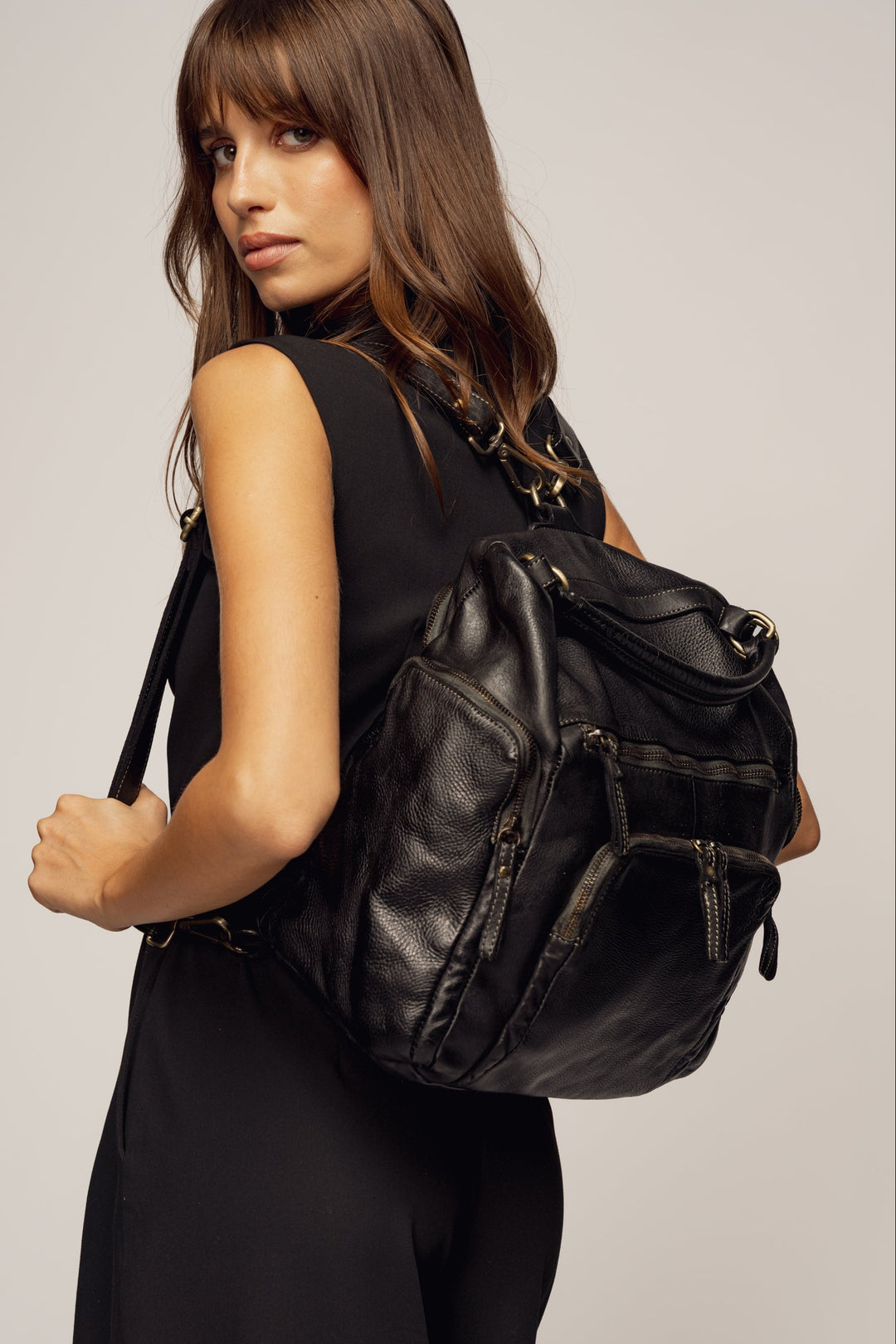 cheap soft leather backpack purse Woosir Womens Real Purse, Army Green Ivy in Black Soft Grain Leather is your stylish sidekick for every adventure. TL Bag Soft Leather Backpack