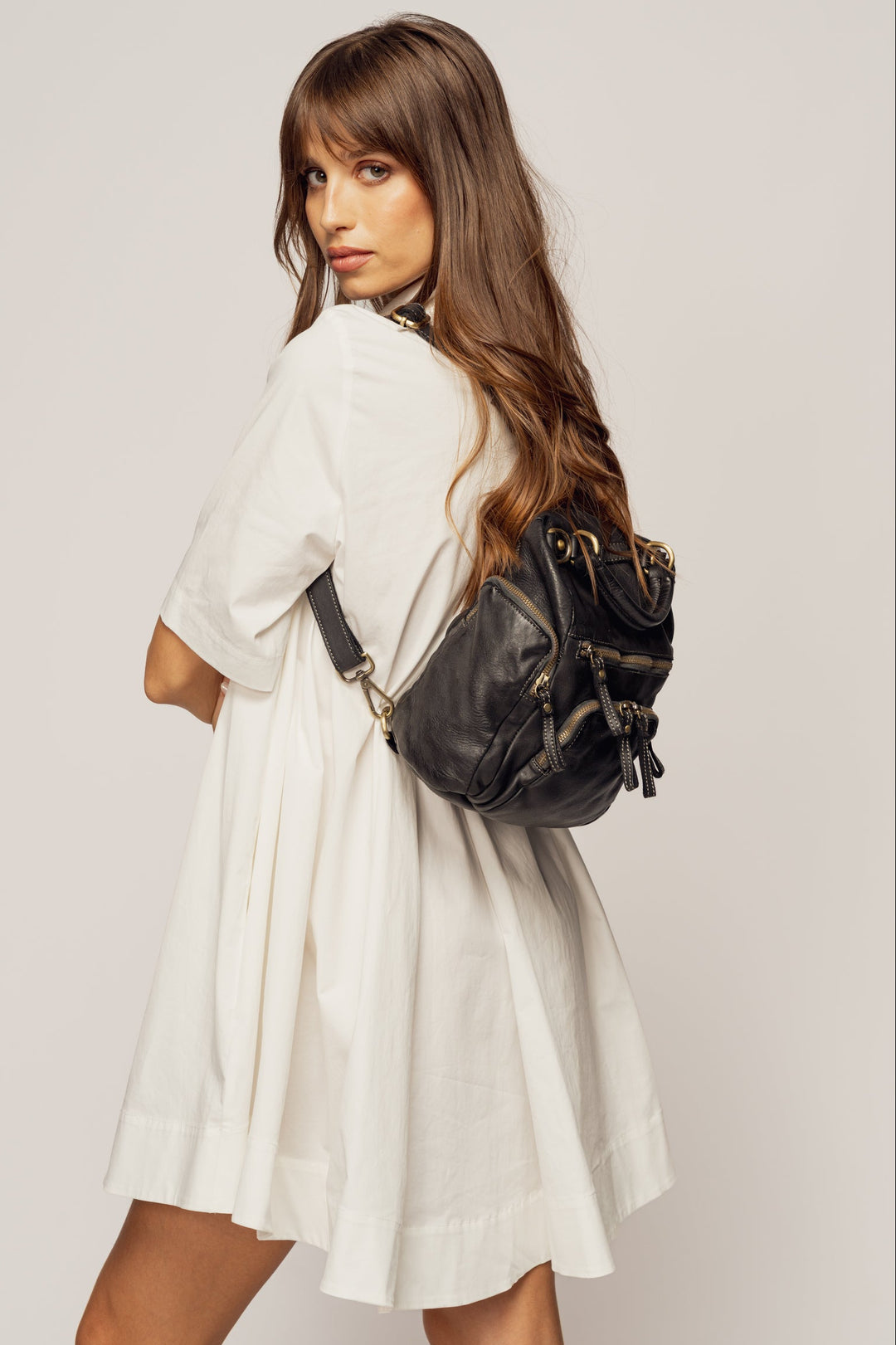 LUSHER MINI QUEST BACKPACK PURSE - BLACK, QUEST MINI BACKPACK PURSE IN BLACK