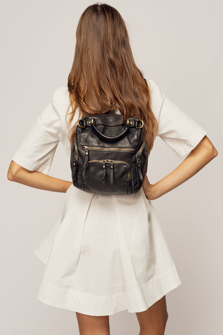 LUSHER MINI QUEST BACKPACK PURSE - BLACK, QUEST MINI BACKPACK PURSE IN BLACK