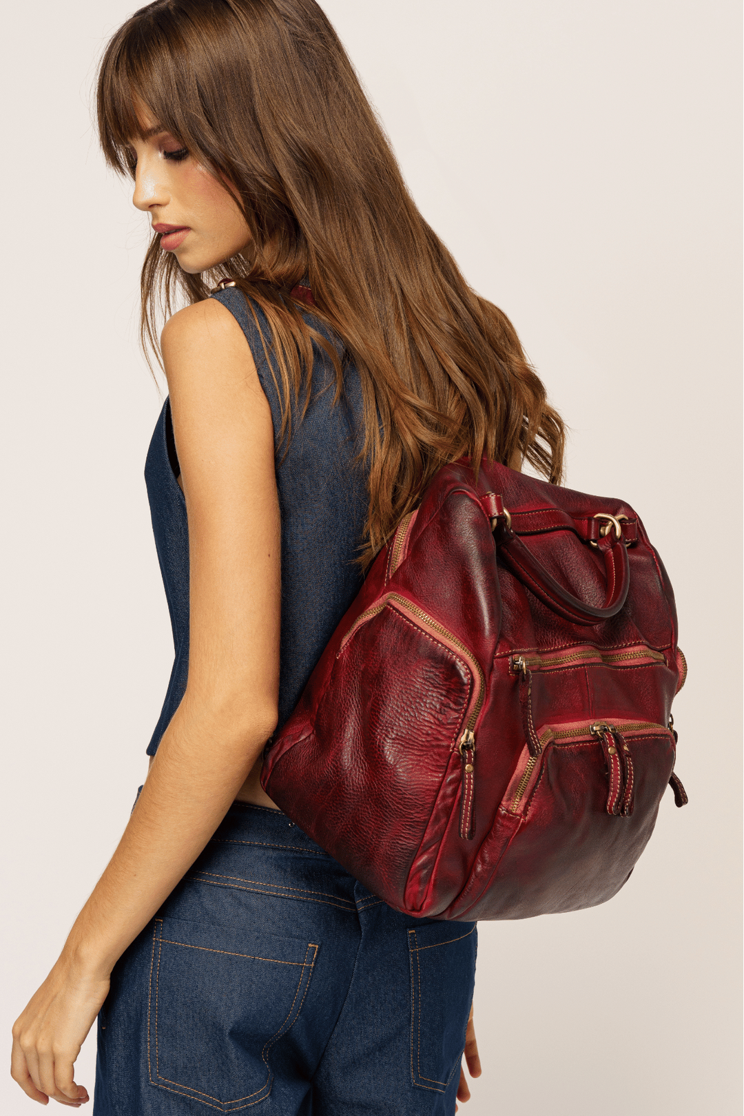 burgundy backpack leather Small Backpack Bags Burgundy Leather Backpack