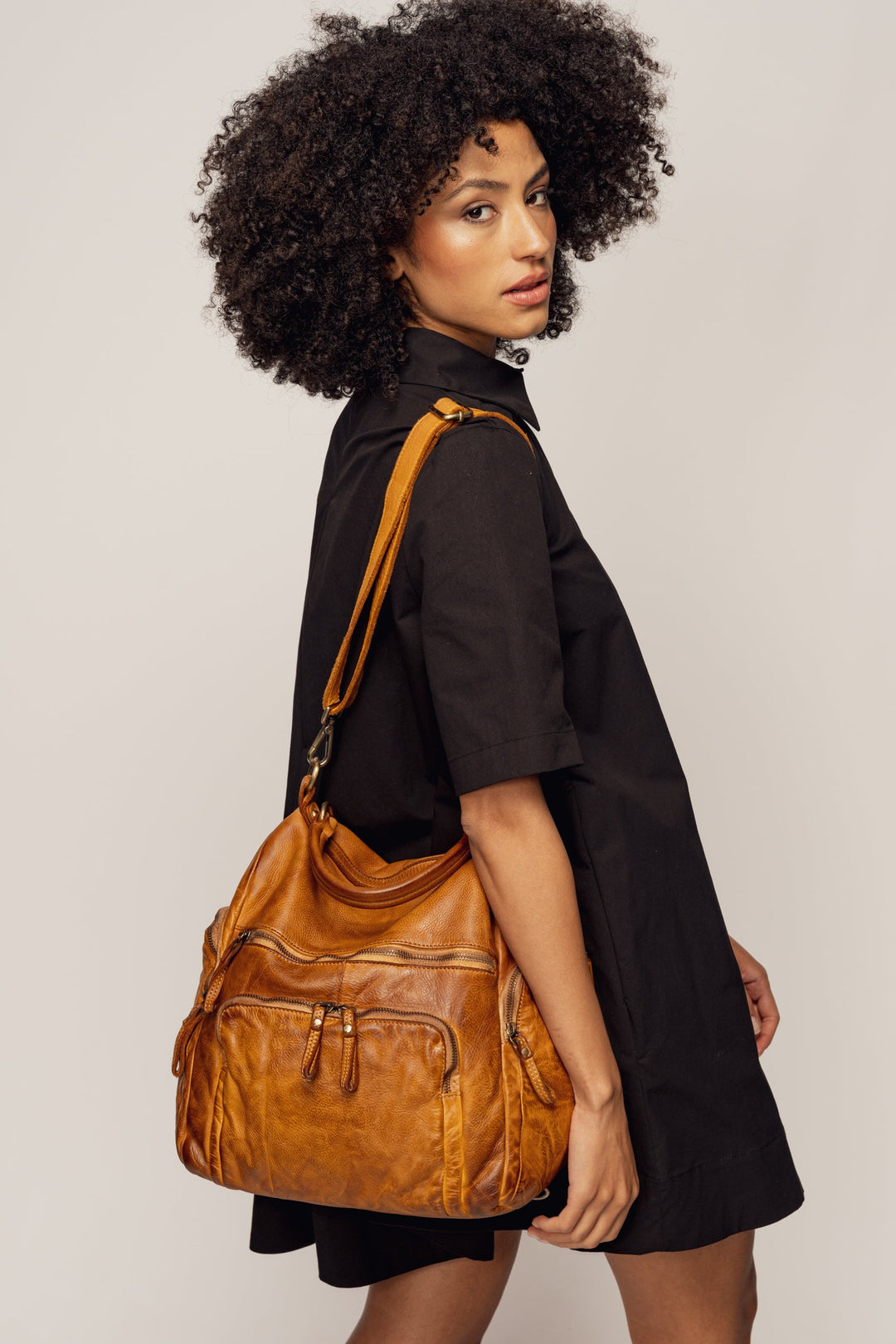 LUSHER QUEST BACKPACK PURSE COGNAC, SOFT DISTRESSED LEATHER BACKPACK, BOHO SOFT SLOUCHY LEATHER BACKPACK