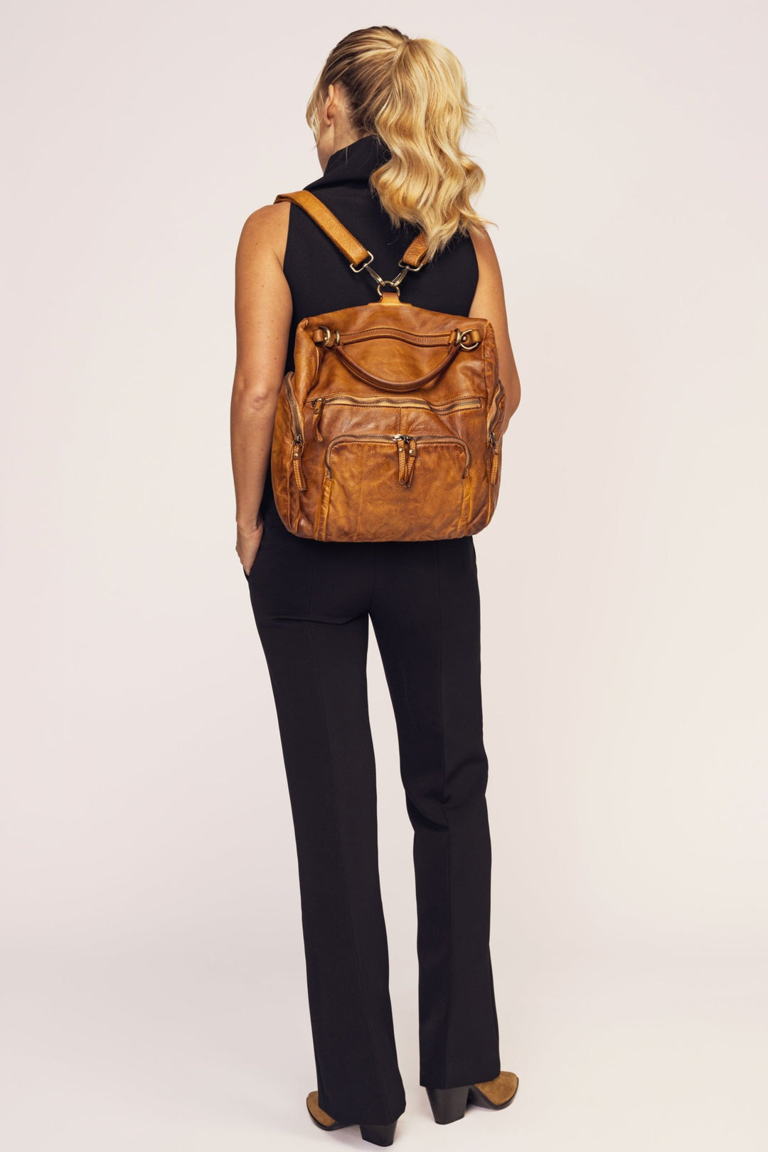 Quest Backpack Purse - Cognac Rocks