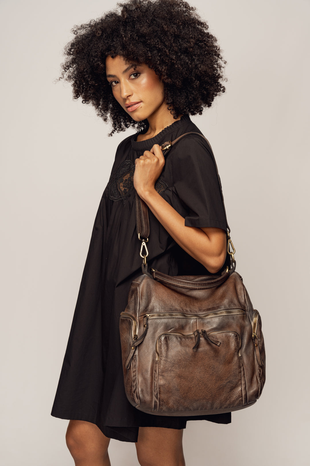 LUSHER QUEST BACKPACK PURSE MINK SHADOW, LUSHER QUEST BACKPACK, LUSHER LEATHER BACKPACK, BROWN LEATHER BACKPACK