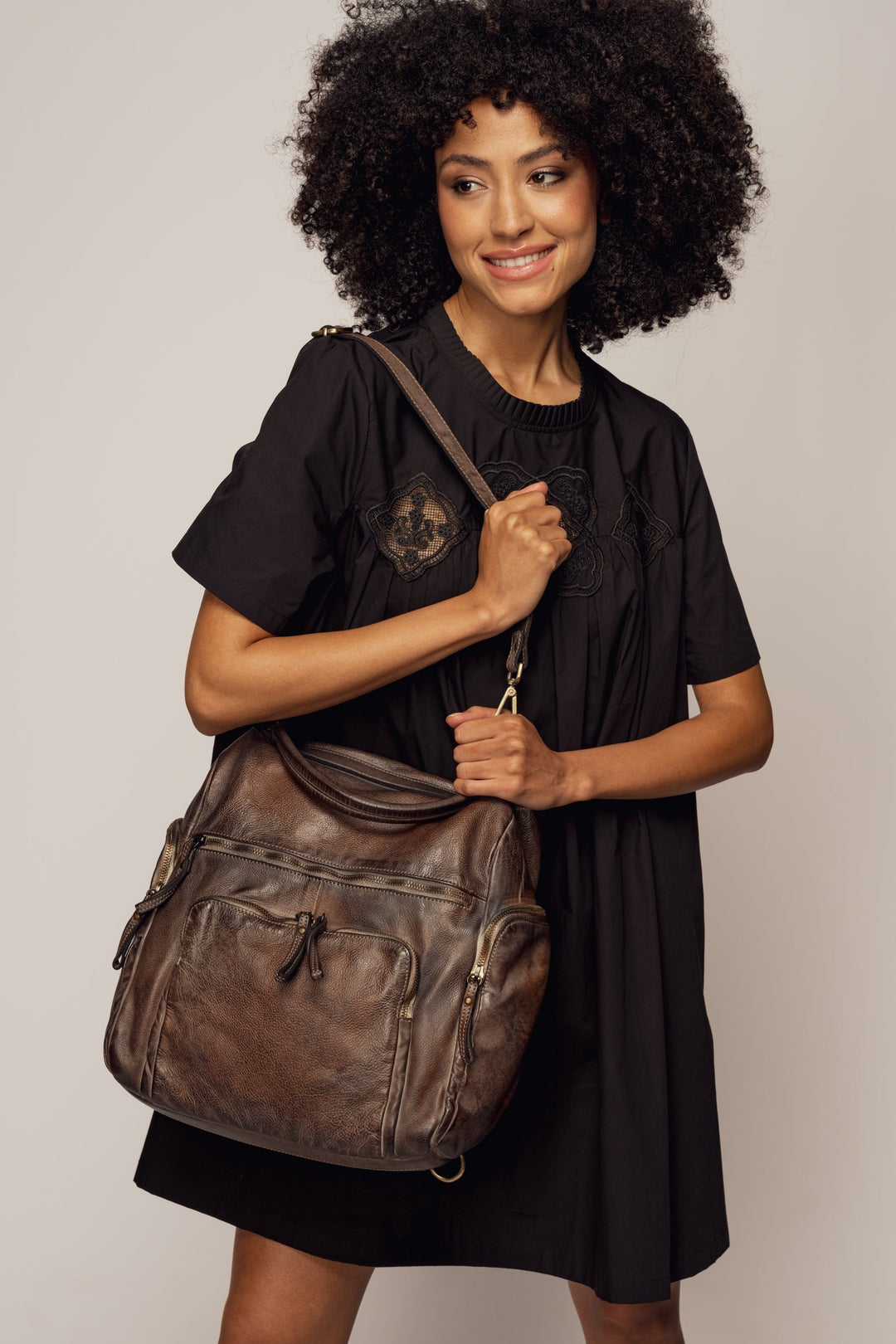 LUSHER QUEST BACKPACK PURSE MINK SHADOW, LUSHER QUEST BACKPACK, LUSHER LEATHER BACKPACK, BROWN LEATHER BACKPACK