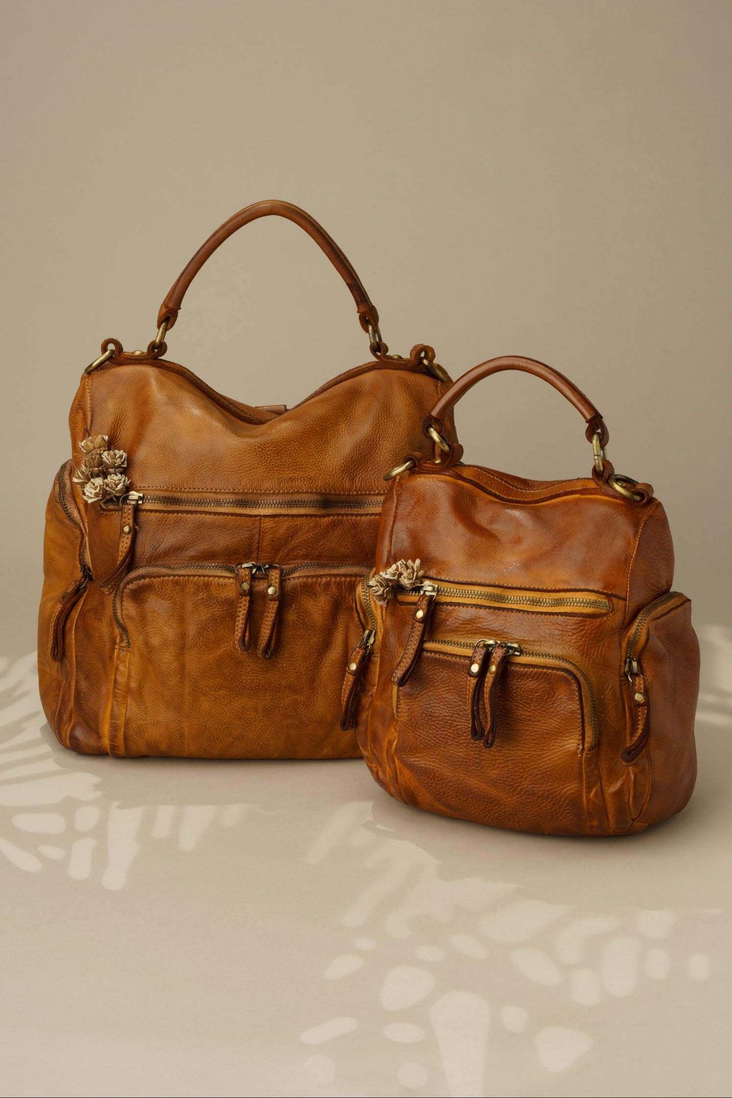 LUSHER MINI QUEST BACKPACK PURSE - COGNAC, QUEST MINI BACKPACK PURSE IN COGNAC