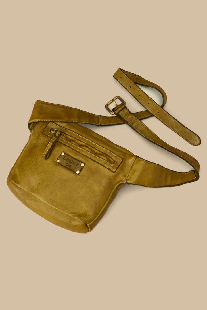 LUSHER RIDER SLING BAG PISTACHIO GREEN, LUSHER LEATHER SLING BAGS, GREEN LEATHER SLING BAG