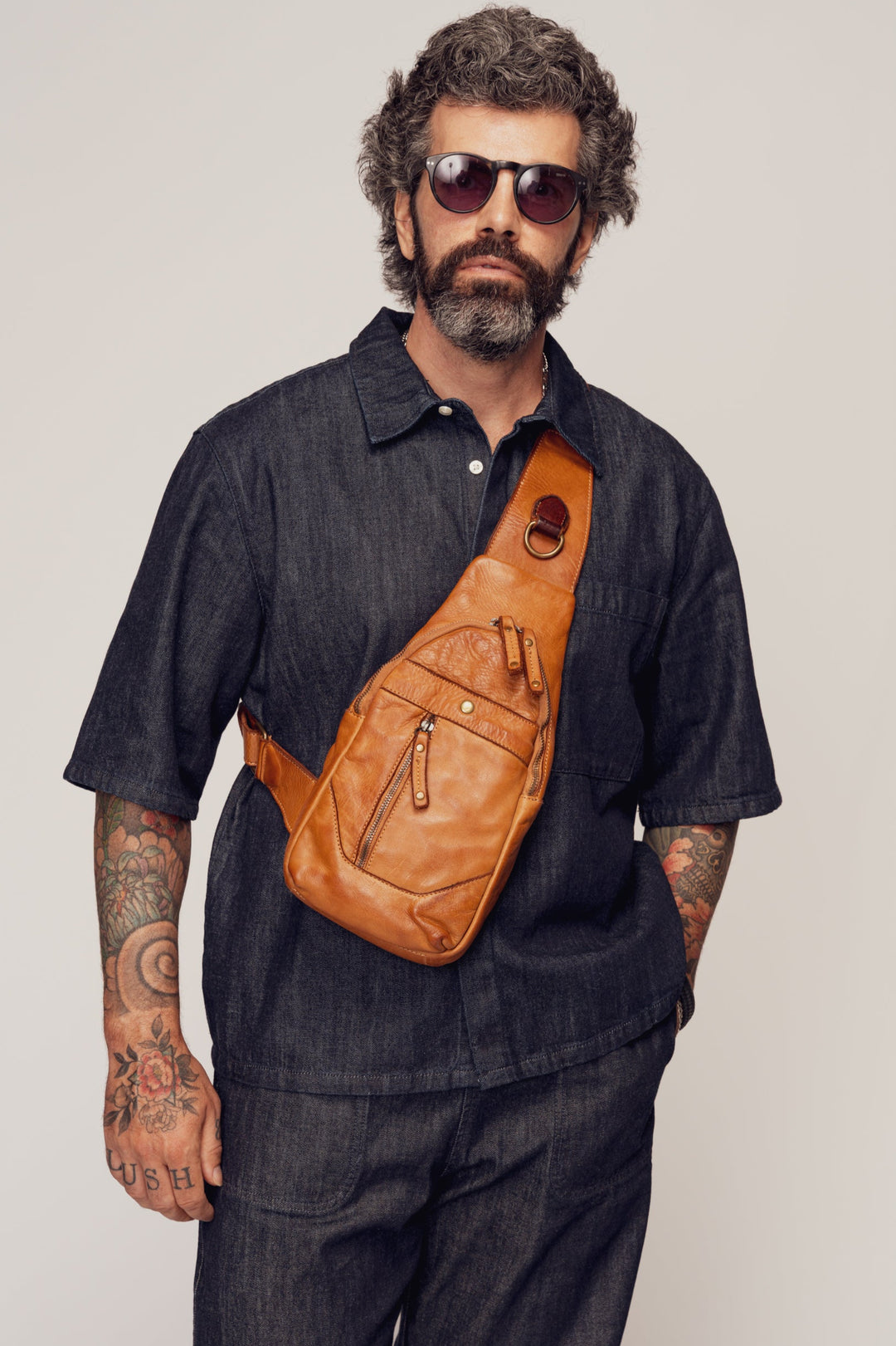 LUSHER ROAM SLING BAG COGNAC, LUSHER + BAYSIDE84 COGNAC, COGNAC LEATHER SLING BAG, SOFT SLOUCHY BOHO CROSSBODY SLING BAG, BUTTERY SOFT LEATHER SLING BAG, ITALIAN LEATHER SLING BAG