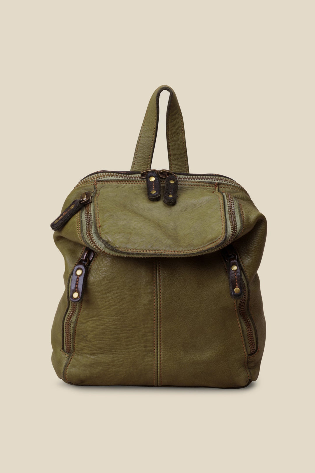 LUSHER SOFT SLOUCHY SMALL LEATHER BACKPACK SAGE GREEN, LUSHER + BAYSIDE84 COLLAB, GREEN BACKPACK PURSE, MINI LEATHER BACKPACK, SMALL LEATHER BACKPACK