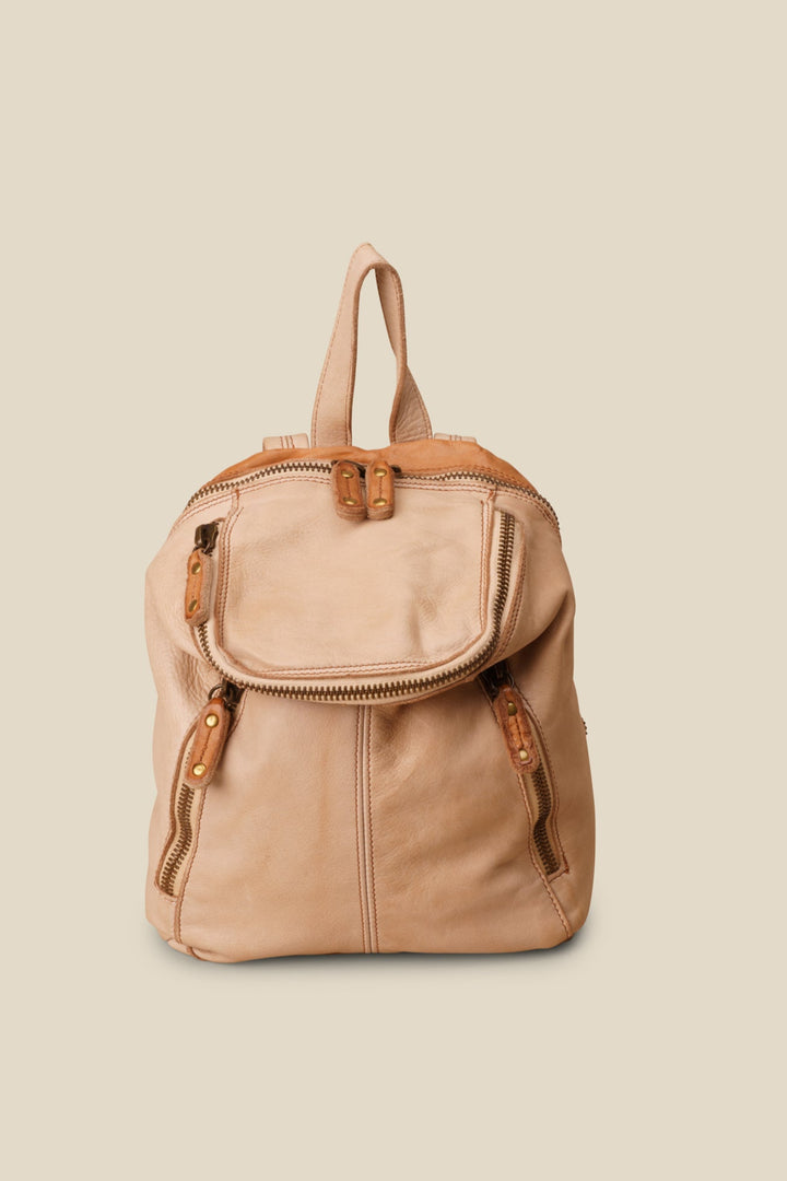 LUSHER SOFT AND SLOUCHY SMALL BACKPACKPACK SAND BEIGE, LUSHER + BAYSIDE84 COLLAB, SMALL BEIGE LEATHER BACKPACK PURSE, 