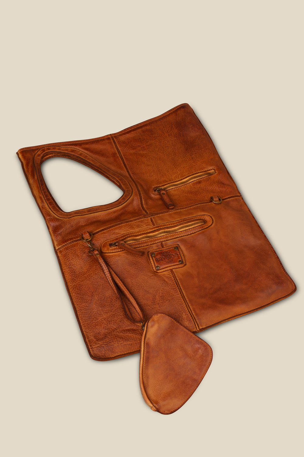 LUSHER STARDUST CONVERTIBLE BAG, LUSHER + BAYSIDE84 COLLAB, BAYSIDE84 STARDUST BAG, ARMHOLE BAG, XL SOFT LEATHER HOBO, COGNAC LEATHER HOBO, 