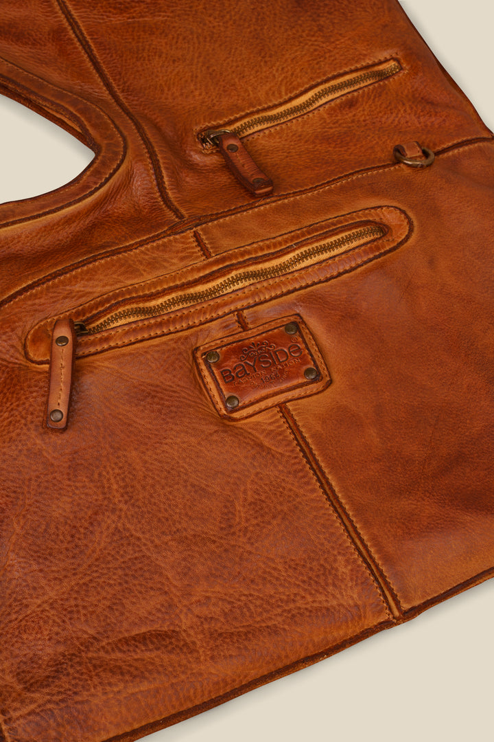 LUSHER STARDUST CONVERTIBLE BAG, LUSHER + BAYSIDE84 COLLAB, BAYSIDE84 STARDUST BAG, ARMHOLE BAG, XL SOFT LEATHER HOBO, COGNAC LEATHER HOBO, 