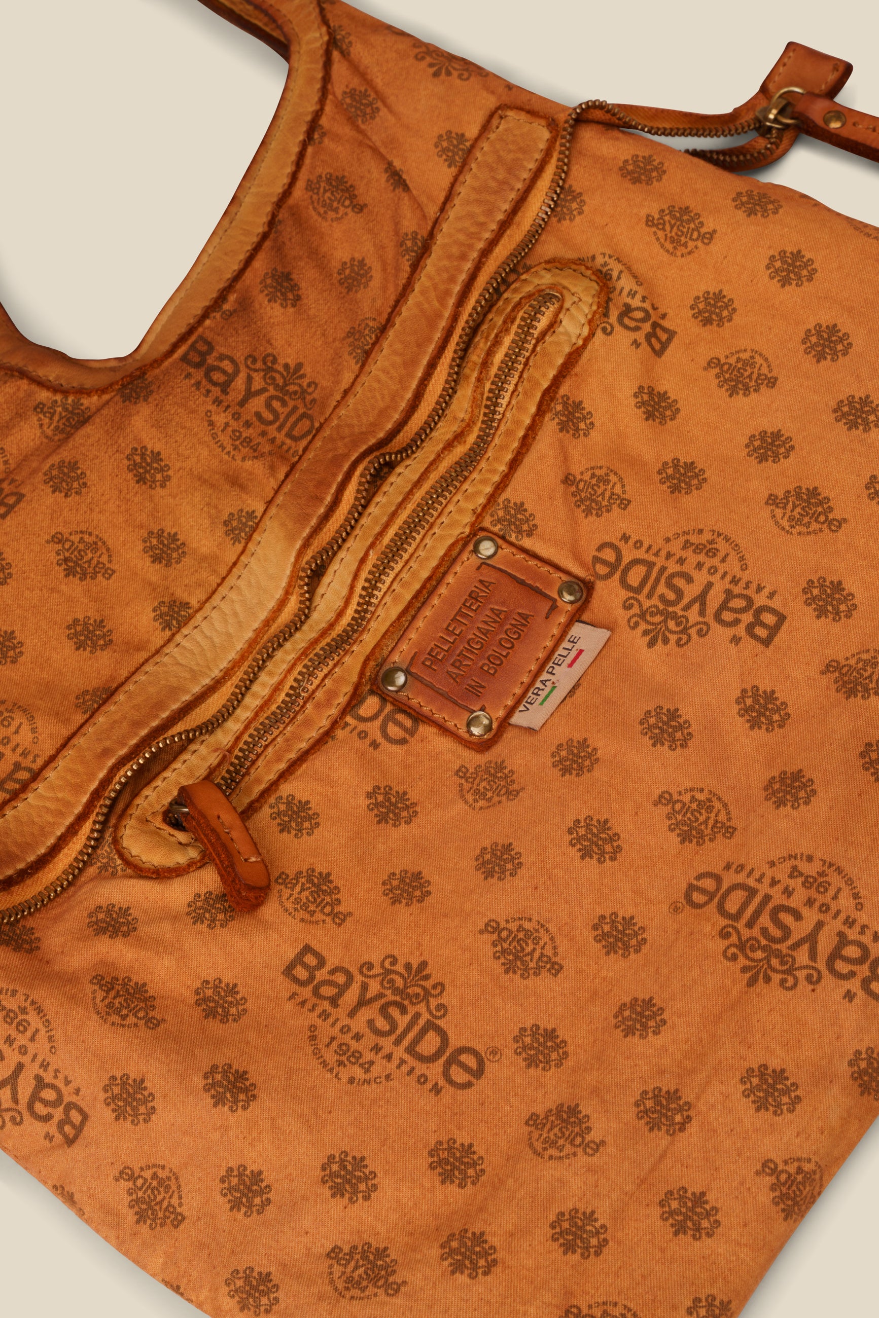 Italian Leather Convertible Shoulder Crossbody Bag - Cognac