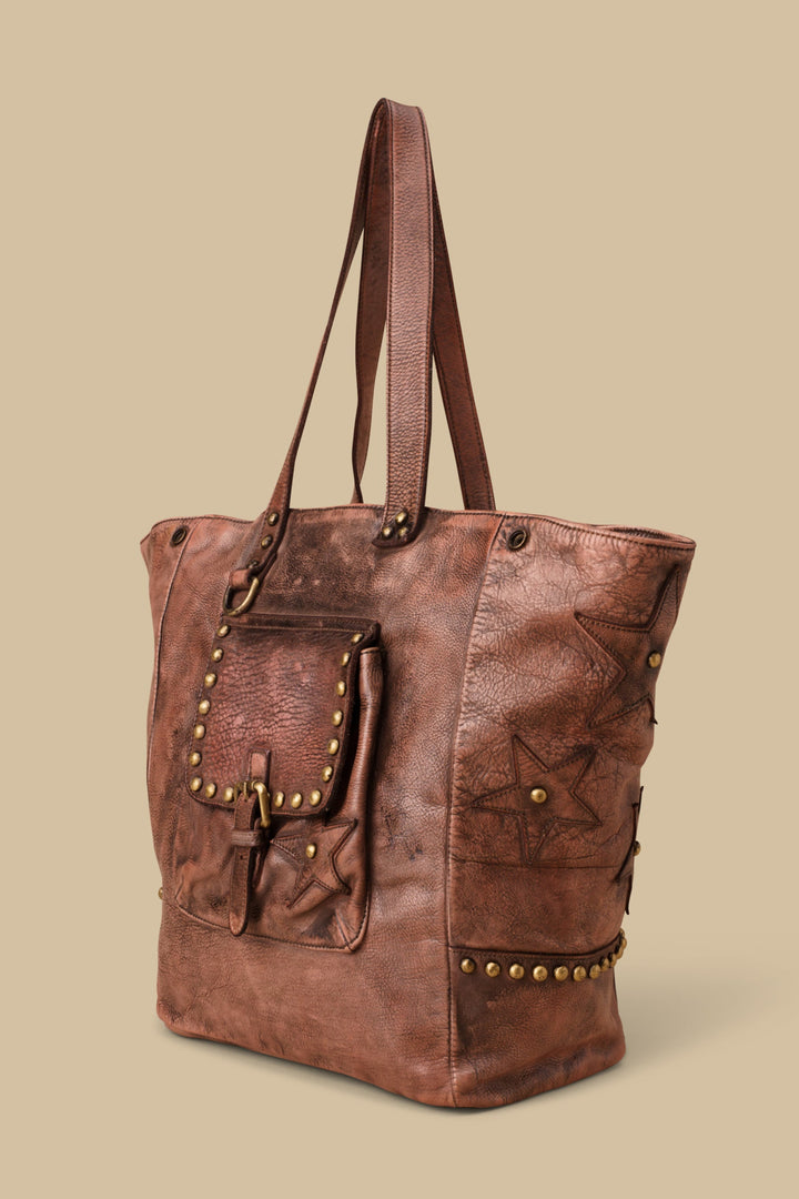 LUSHER STAR TOTE IN GRAFFITI BLUSH, LUSHER LEATHER XL STAR TOTE, LUSHER ITALIAN LEATHER BAGS