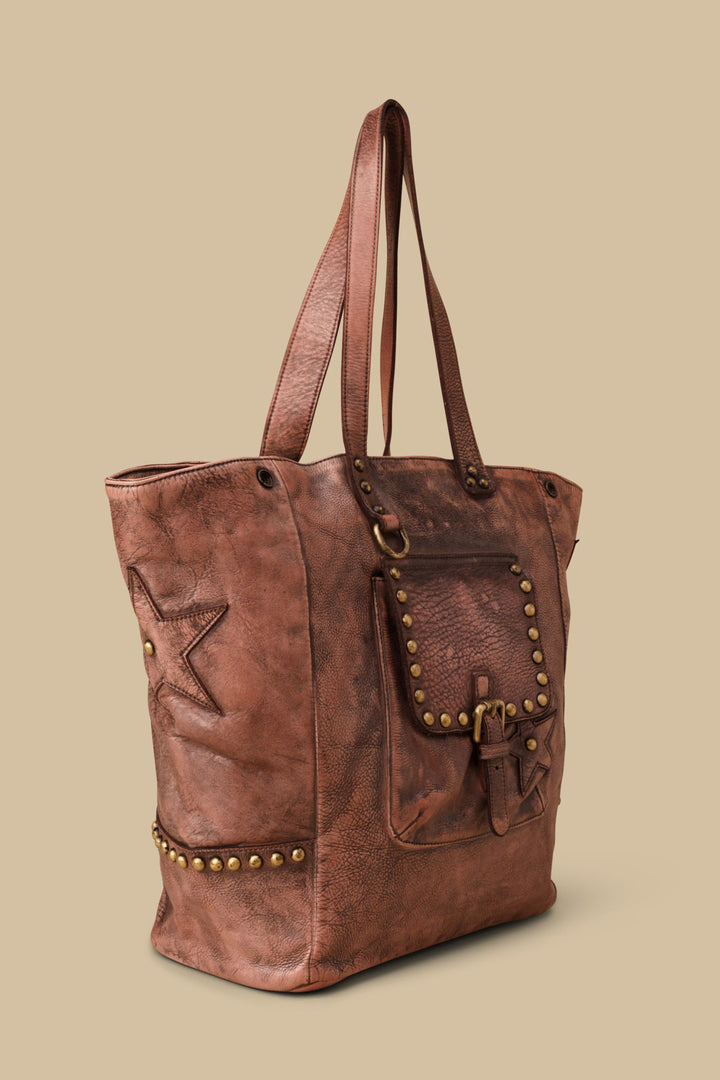 LUSHER STAR TOTE IN GRAFFITI BLUSH, LUSHER LEATHER XL STAR TOTE, LUSHER ITALIAN LEATHER BAGS