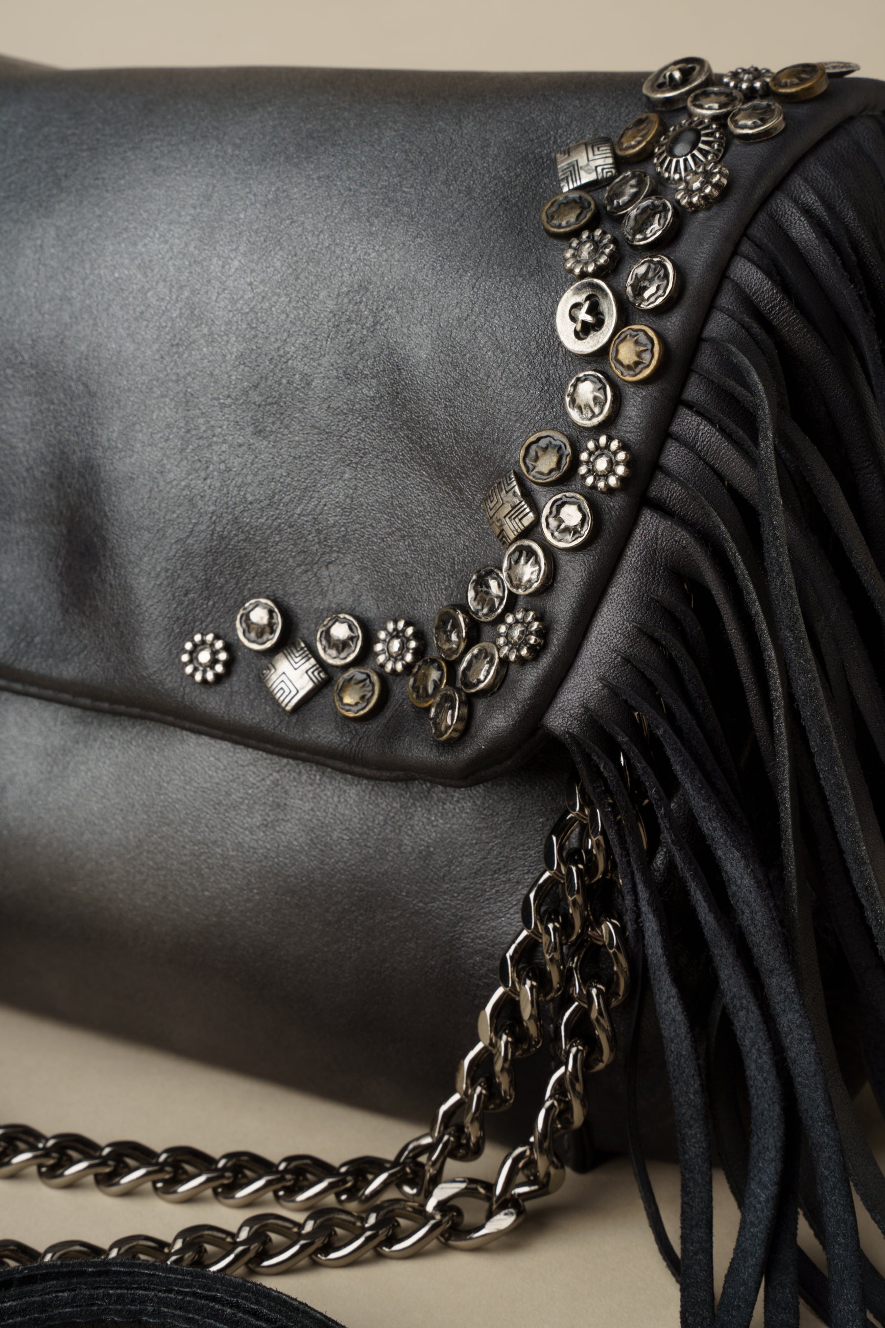 Italian Leather Vegetabled-Tanned Fringe Hobo and Crossbody with