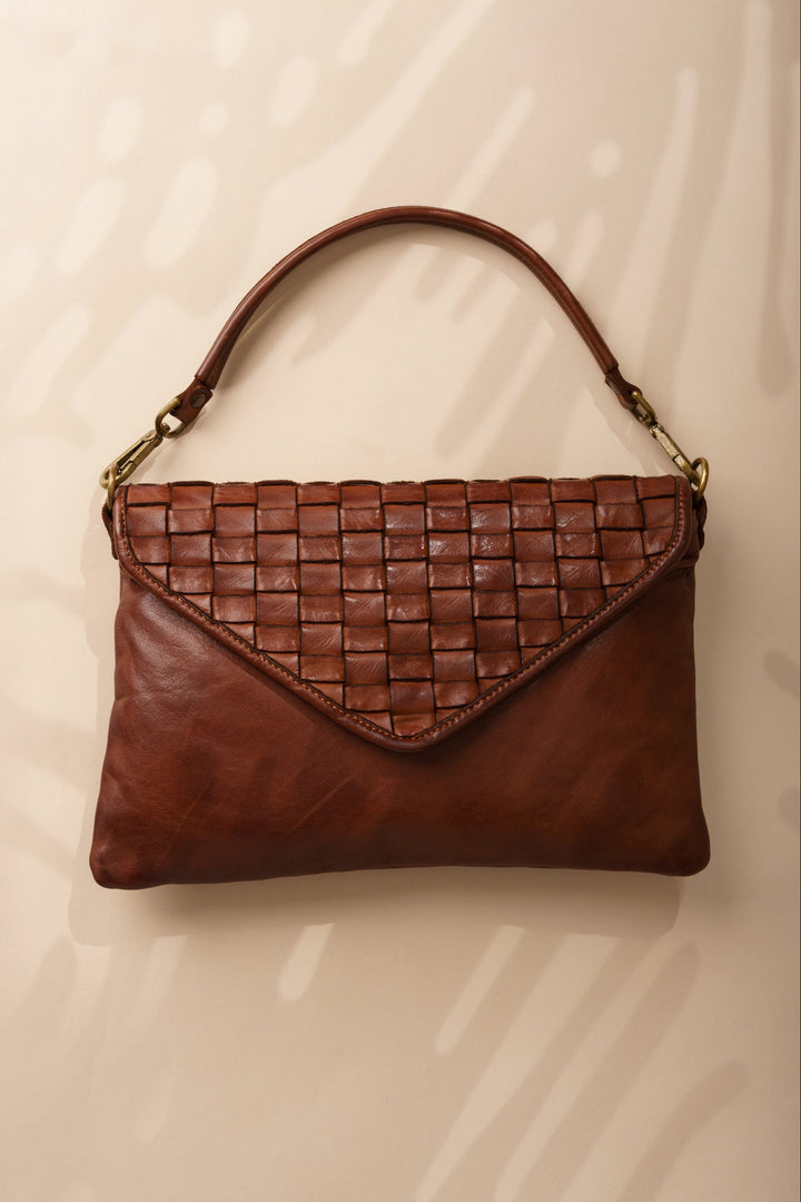 Siena Envelope Clutch with shoulder strap - Cognac | LUSHER