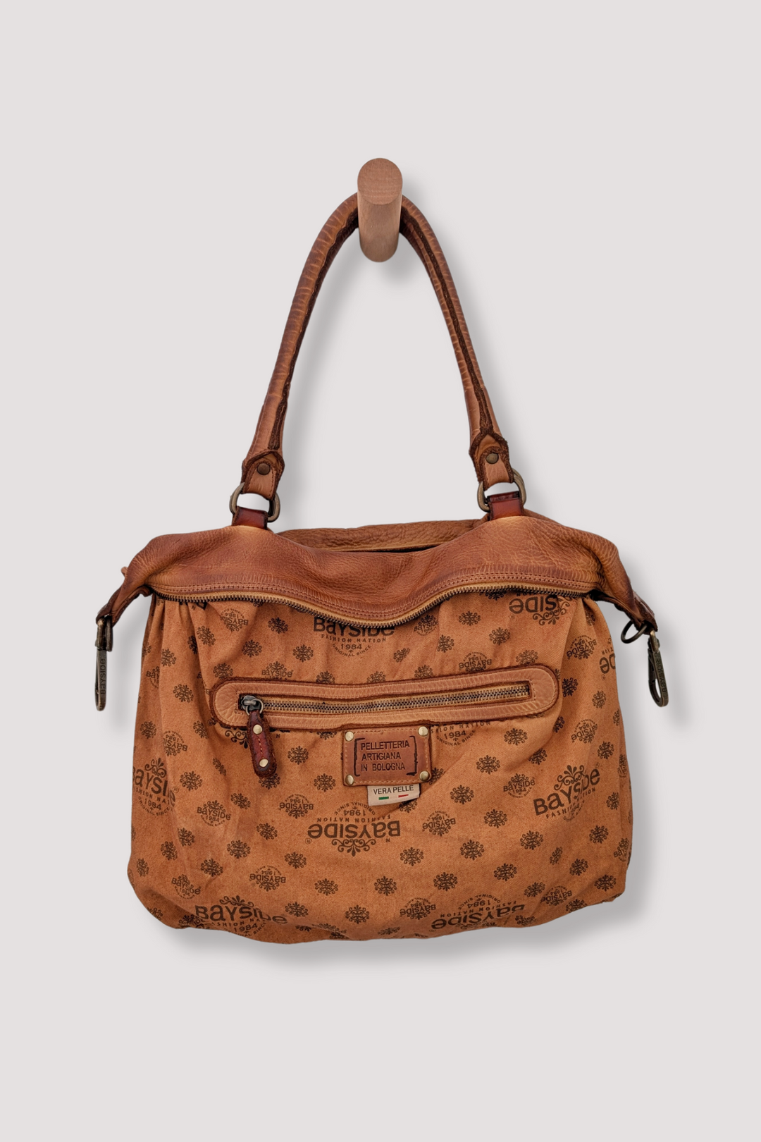 Bayside84 Motorcycle Studded Bag - Cognac