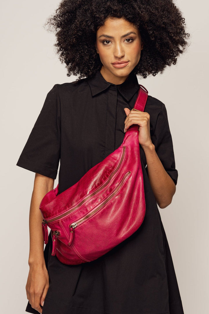 LUSHER URBAN XL SLING AND SADDLE BAG FUCHSIA, LUSHER BAYSIDE84 COLLAB URBAN SLING BAG