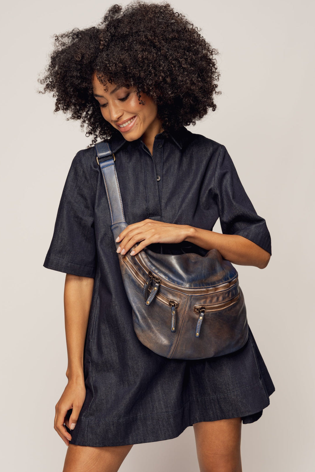 LUSHER XL URBAN SLING AND SADDLE BAG Vintage Denim, LUSHER + BAYSIDE84 COLLAB