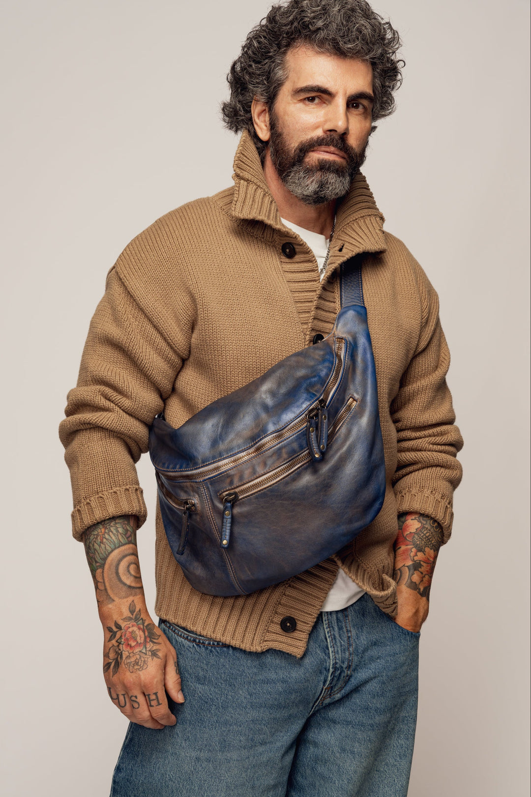 LUSHER XL URBAN SLING AND SADDLE BAG Vintage Denim, LUSHER + BAYSIDE84 COLLAB