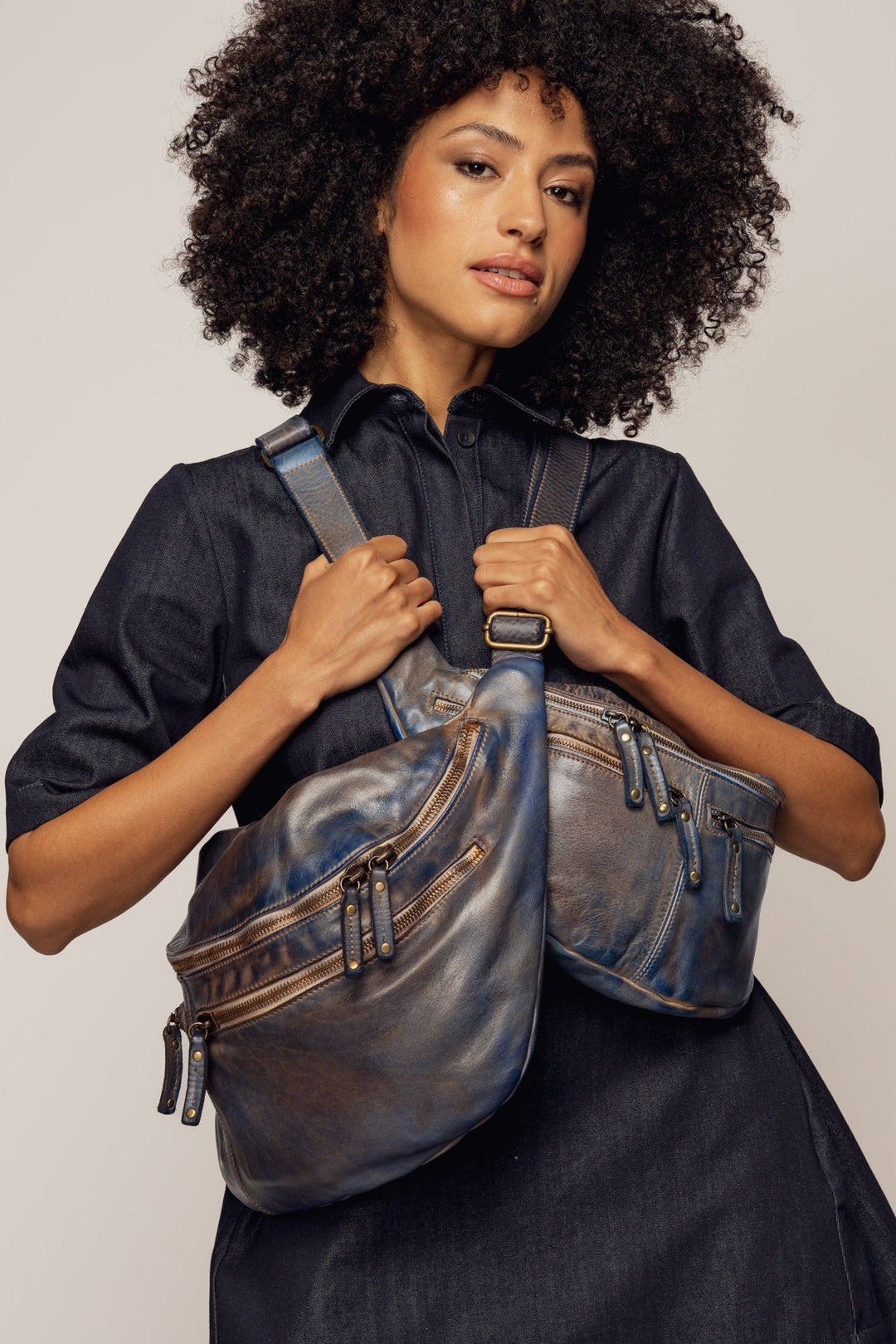 LUSHER XL URBAN SLING AND SADDLE BAG Vintage Denim, LUSHER + BAYSIDE84 COLLAB