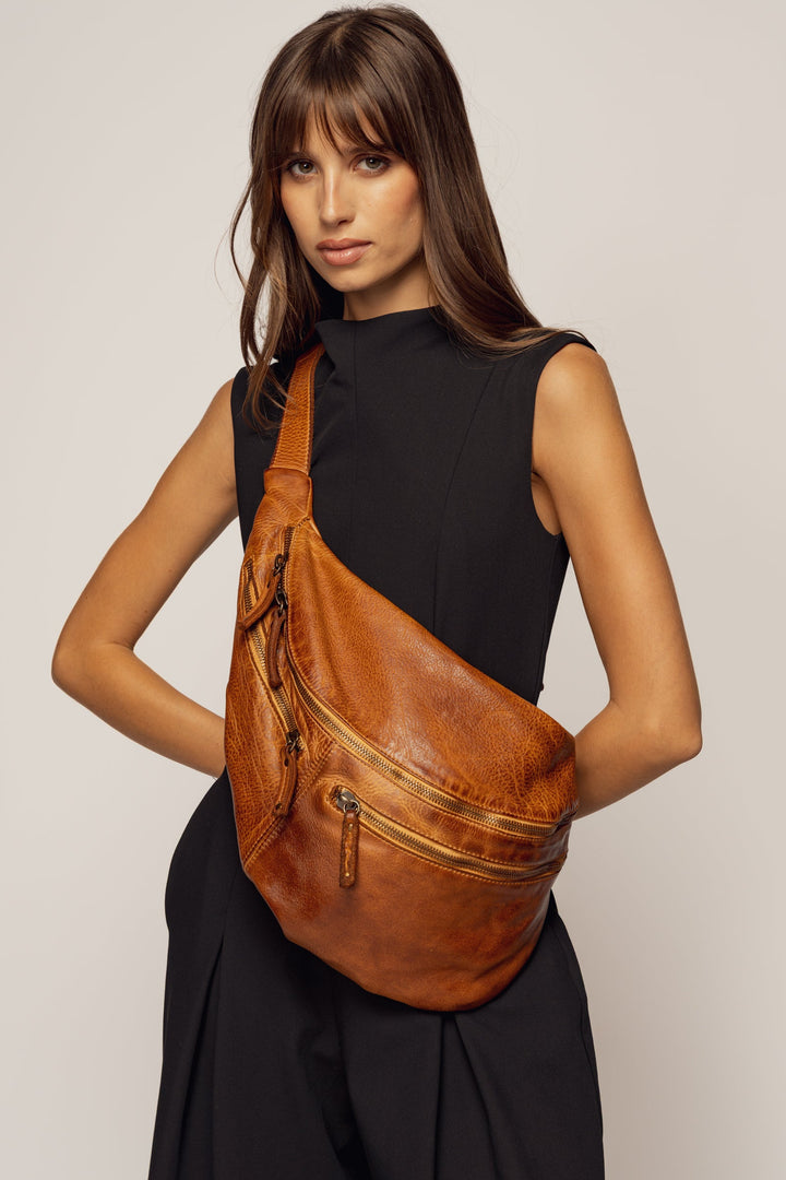 LUSHER XL URBAN SLING BAG COGNAC, BAYSIDE84 + LUSHER COLLAB URBAN SLING BAG, XL IPAD SLING BAG, LEATHER IPAD CROSSBODY SLING BAG, IPAD SLING TRAVEL BAG