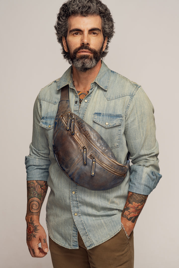 LUSHER SMALL URBAN SLING BAG VINTAGE DENIM 