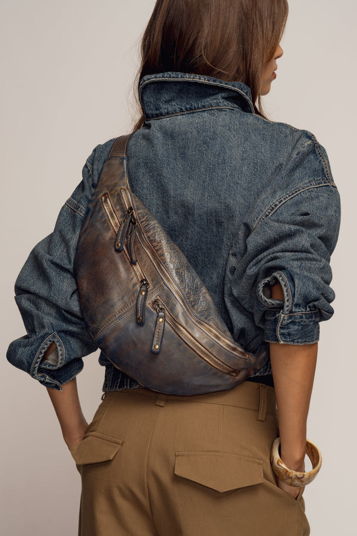 LUSHER SMALL URBAN SLING BAG VINTAGE DENIM 