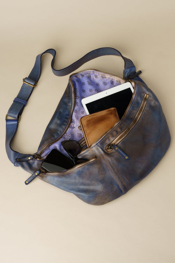LUSHER XL URBAN SLING AND SADDLE BAG Vintage Denim, LUSHER + BAYSIDE84 COLLAB, Sling bag for iPad