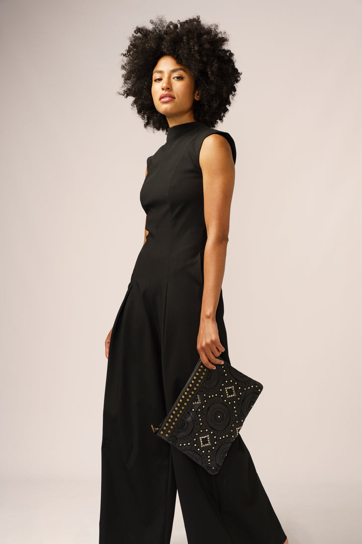 LUSHER WING POUCH AND CROSSBODY BLACK, LUSHER BAYSIDE84 WING POUCH, SOFT BLACK LEATHER POUCH CROSSBODY