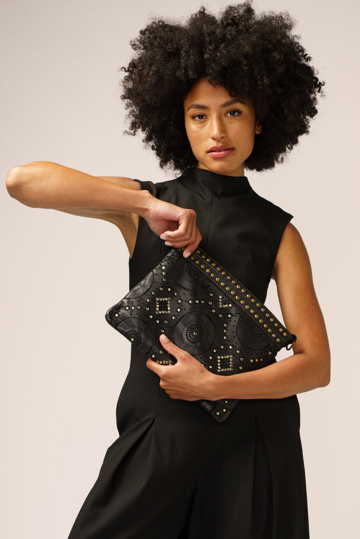 LUSHER WING POUCH AND CROSSBODY BLACK, LUSHER BAYSIDE84 WING POUCH, SOFT BLACK LEATHER POUCH CROSSBODY