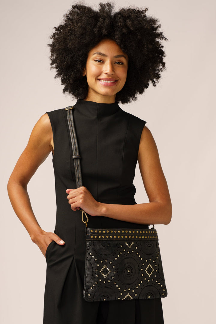 LUSHER WING POUCH AND CROSSBODY BLACK, LUSHER BAYSIDE84 WING POUCH, SOFT BLACK LEATHER POUCH CROSSBODY