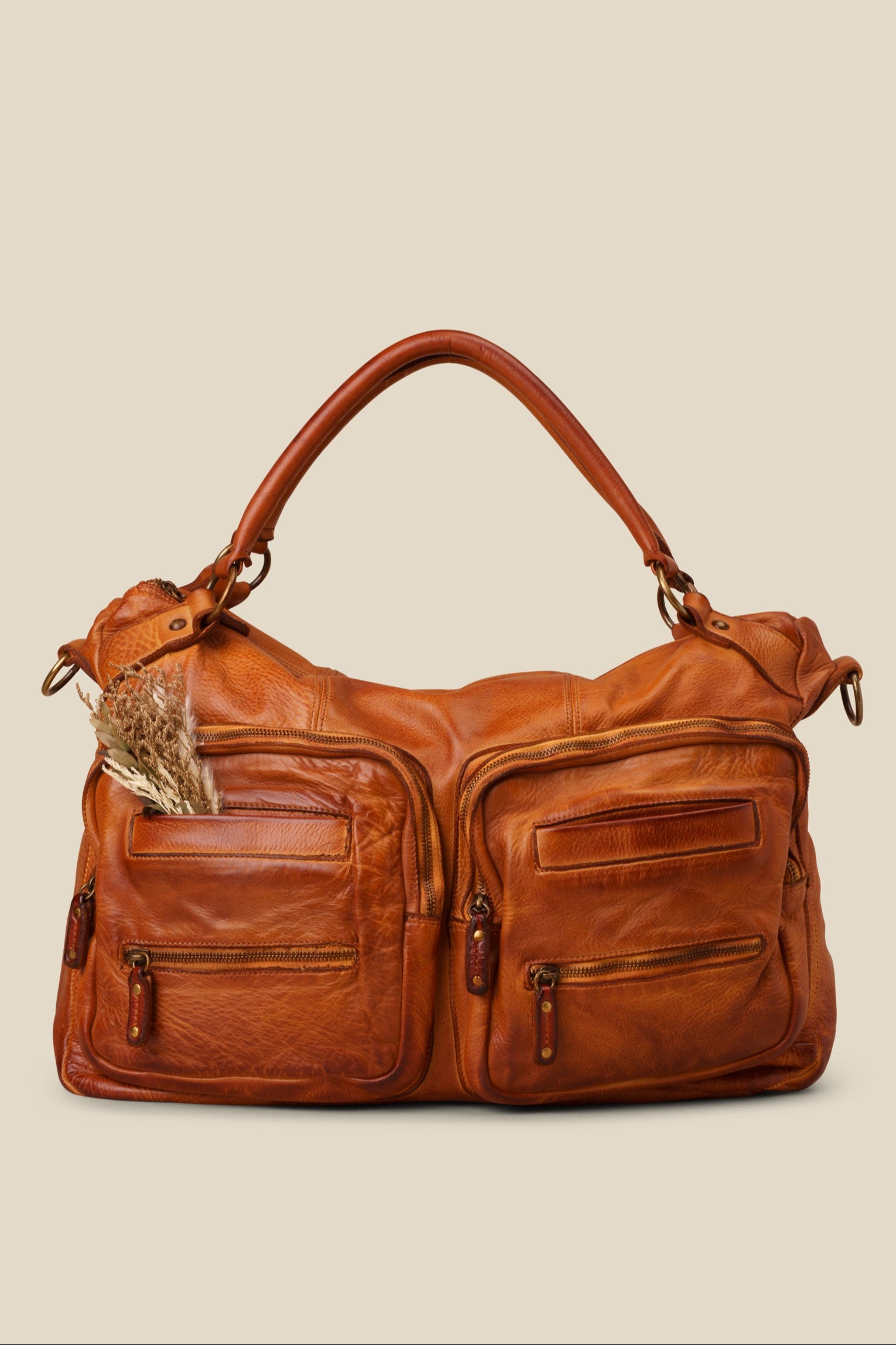 BAYSIDE84 XL Multipocket Tote & Crossbody - Cognac – LUSHER.co