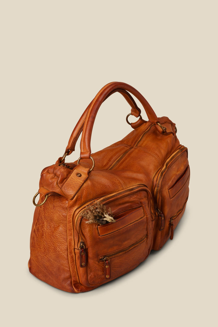LUSHER XL MULTIPOCKET TOTE - COGNAC , LUSHER + BAYSIDE8
 COLLAB, BAYSIDE84 TOTE BAG, VINTAGE LEATHER TRAVEL TOTE