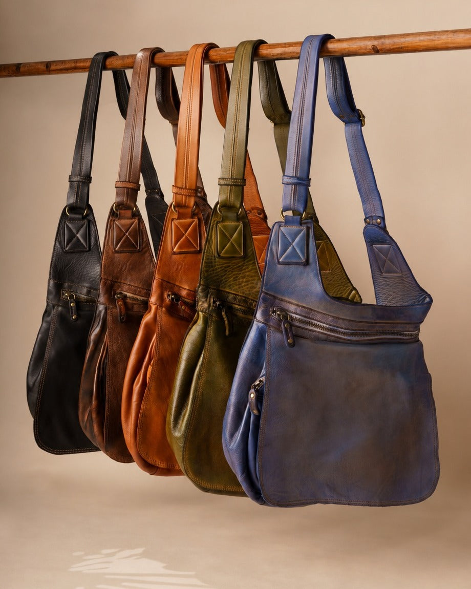 Heritage Leather Saddle Bag - Distressed Black